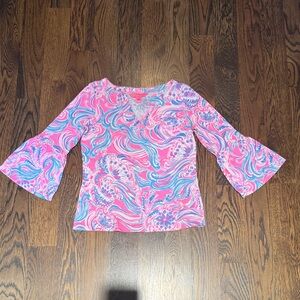 Lilly Pulitzer Pink and Blue Swirl Blouse